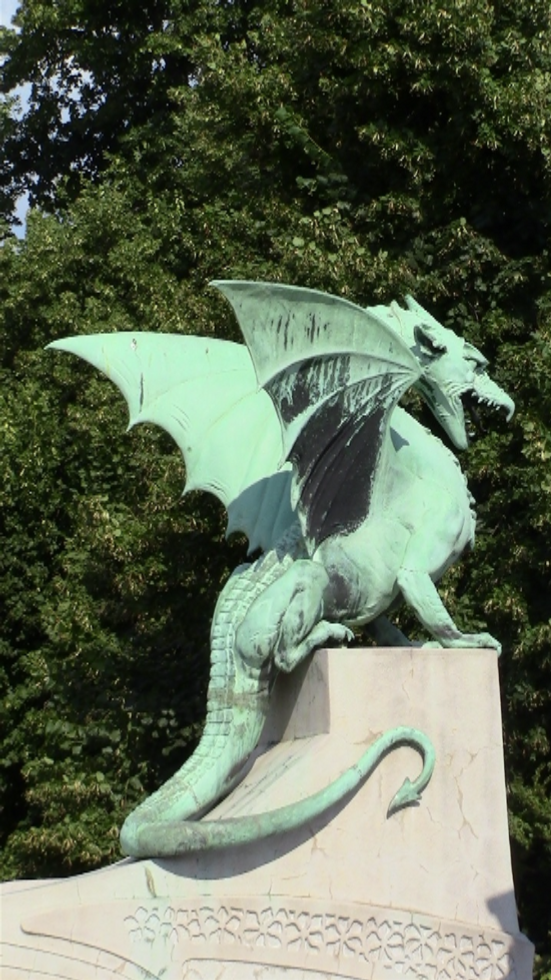 Dragons feature a lot in Croatian folklore and history. His beauty is one offour guarding a bridge over the river ??