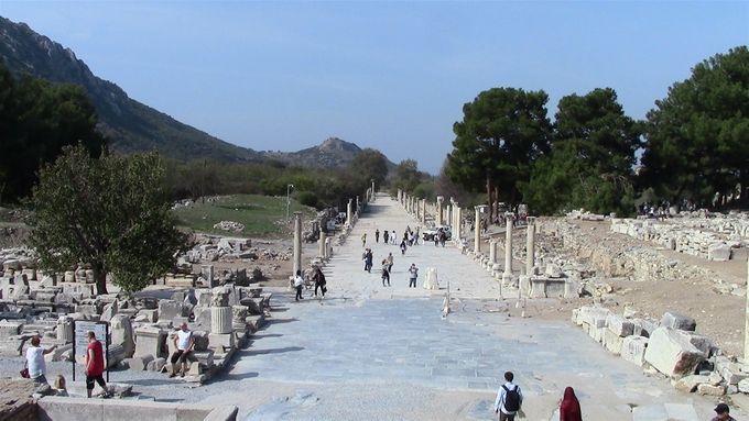 Ephesus - Harbour street in the lower city, gymnasium on the right.