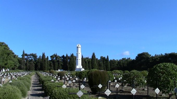 French cemetery and memorial. The crosses withput a horizontal bar are of Sudanese solidiers fighting along side the French. It is surprising to know there were more French soldiers killed at Galipolli than Australians.